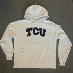 Champion‎ TCU Hoodie Sweatshirt Women's Medium Reverse Weave Collegiate White